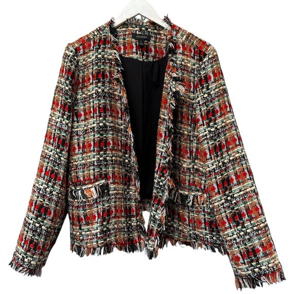 HALOGEN Tweed Jacket Plus Size 3X Womens Blazer Paris Style Red Black Multi - Picture 6 of 10